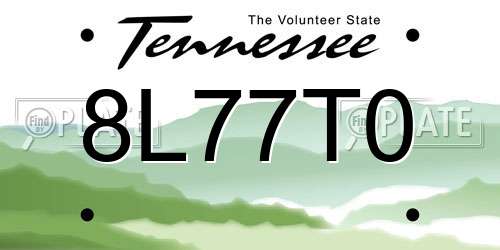 8L77T0 Tennessee License Plate