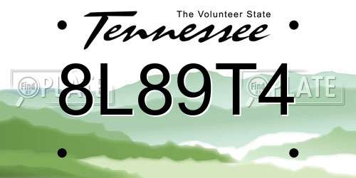 8L89T4 Tennessee License Plate