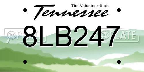 8LB247 Tennessee License Plate