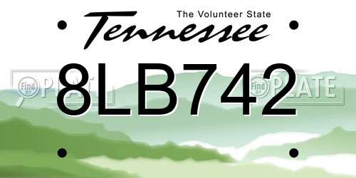 8LB742 Tennessee License Plate