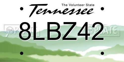 8LBZ42 Tennessee License Plate