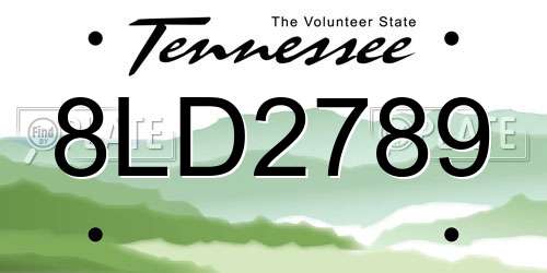 8LD2789 Tennessee License Plate