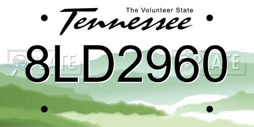 8LD2960 Tennessee License Plate