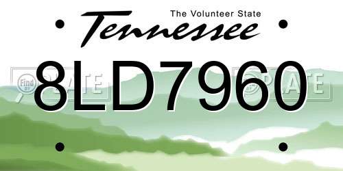 8LD7960 Tennessee License Plate