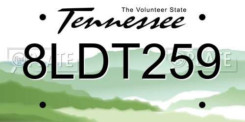8LDT259 Tennessee License Plate