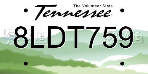 8LDT759 Tennessee License Plate