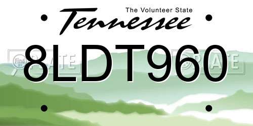 8LDT960 Tennessee License Plate