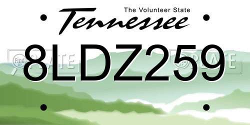8LDZ259 Tennessee License Plate
