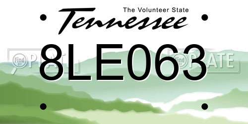 8LE063 Tennessee License Plate