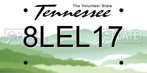 8LEL17 Tennessee License Plate
