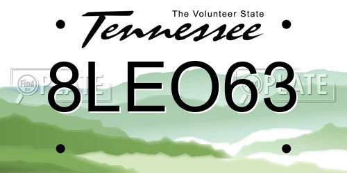 8LEO63 Tennessee License Plate