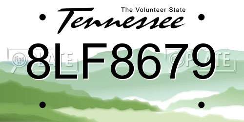 8LF8679 Tennessee License Plate
