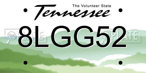 8LGG52 Tennessee License Plate