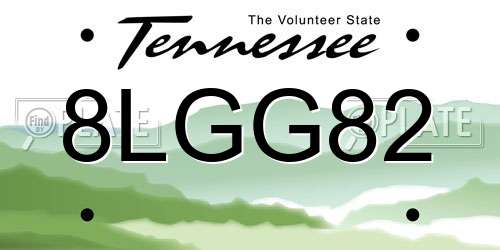 8LGG82 Tennessee License Plate