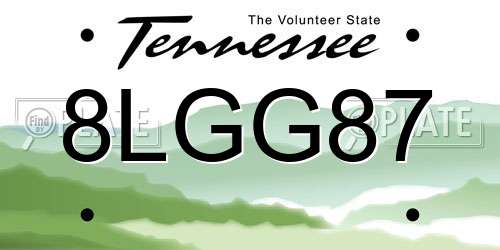 8LGG87 Tennessee License Plate