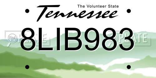 8LIB983 Tennessee License Plate