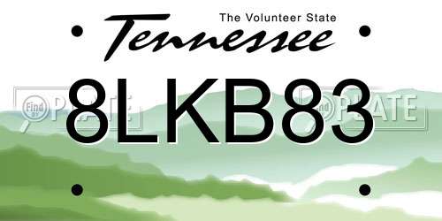 8LKB83 Tennessee License Plate