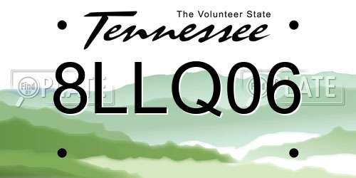 8LLQ06 Tennessee License Plate
