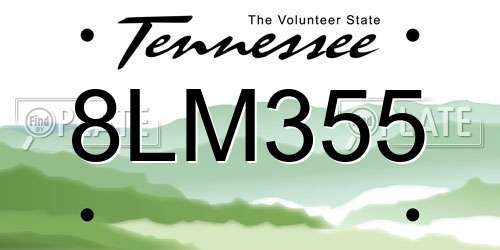 8LM355 Tennessee License Plate
