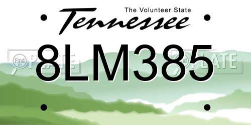 8LM385 Tennessee License Plate