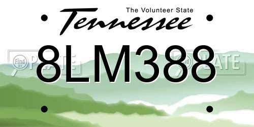 8LM388 Tennessee License Plate