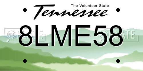 8LME58 Tennessee License Plate