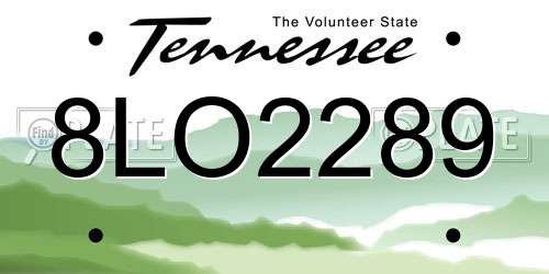 8LO2289 Tennessee License Plate