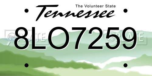 8LO7259 Tennessee License Plate