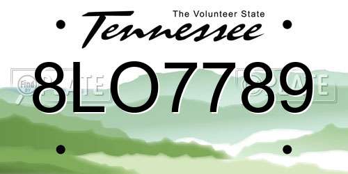8LO7789 Tennessee License Plate
