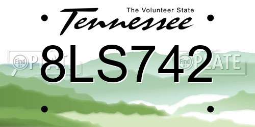 8LS742 Tennessee License Plate