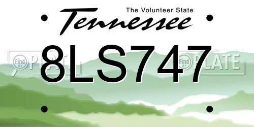 8LS747 Tennessee License Plate