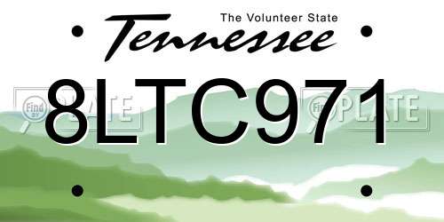 8LTC971 Tennessee License Plate
