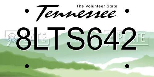 8LTS642 Tennessee License Plate