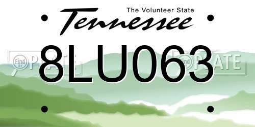 8LU063 Tennessee License Plate