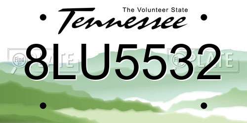 8LU5532 Tennessee License Plate