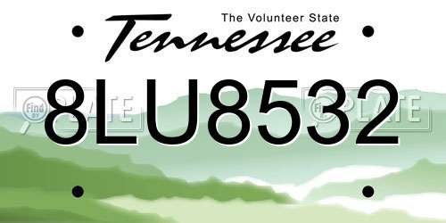 8LU8532 Tennessee License Plate