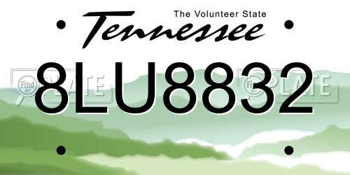 8LU8832 Tennessee License Plate