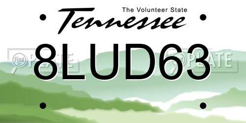 8LUD63 Tennessee License Plate