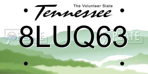 8LUQ63 Tennessee License Plate