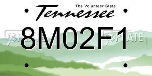 8M02F1 Tennessee License Plate