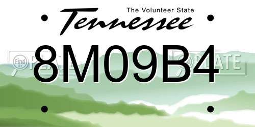 8M09B4 Tennessee License Plate