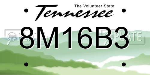 8M16B3 Tennessee License Plate