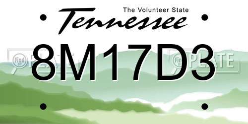 8M17D3 Tennessee License Plate