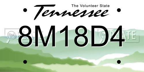8M18D4 Tennessee License Plate