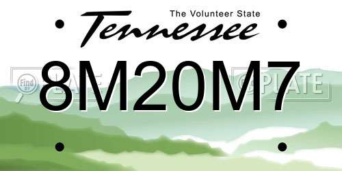 8M20M7 Tennessee License Plate