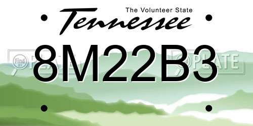 8M22B3 Tennessee License Plate