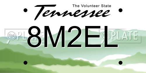 8M2EL Tennessee License Plate