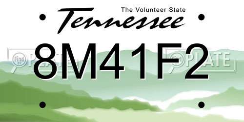 8M41F2 Tennessee License Plate