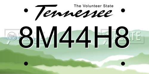 8M44H8 Tennessee License Plate