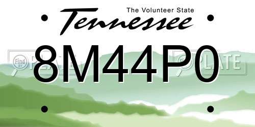 8M44P0 Tennessee License Plate